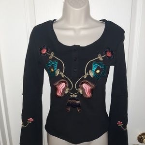 Top, womens size S long sleeve top with embellishment can be western wear.